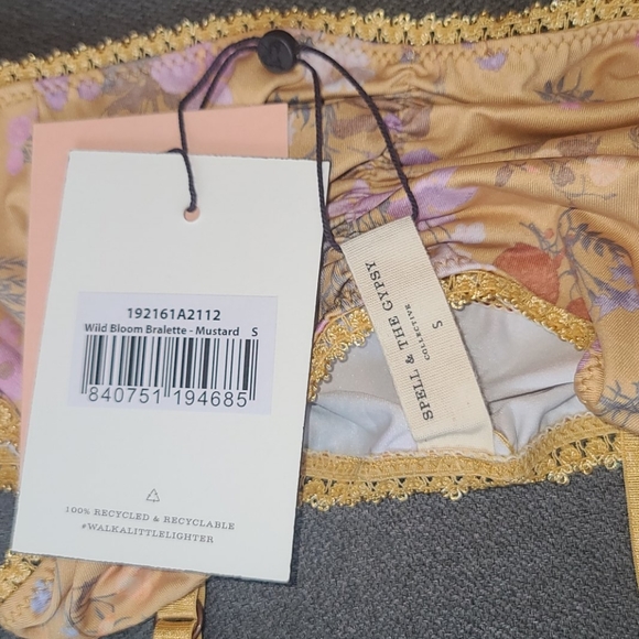 New spell designs wild bloom bralette bra yellow S - Picture 9 of 16